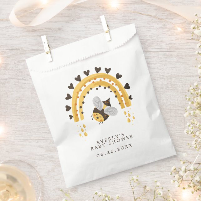 Mod Rainbow Bumblebee Honey Bee Baby Shower Favor Bag (Clipped)