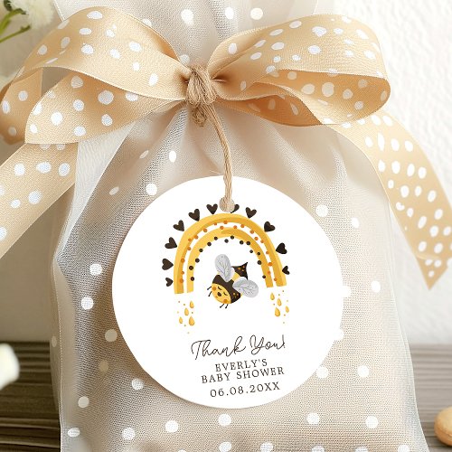 Mod Rainbow Bumblebee Honey Bee Baby Shower Favor Tags