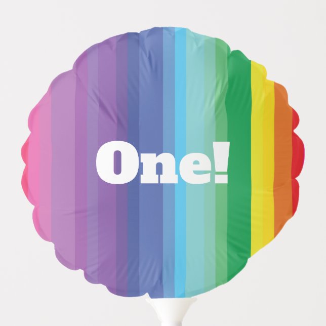 Mod Rainbow Colorful 1st Birthday Party Balloon (Front)