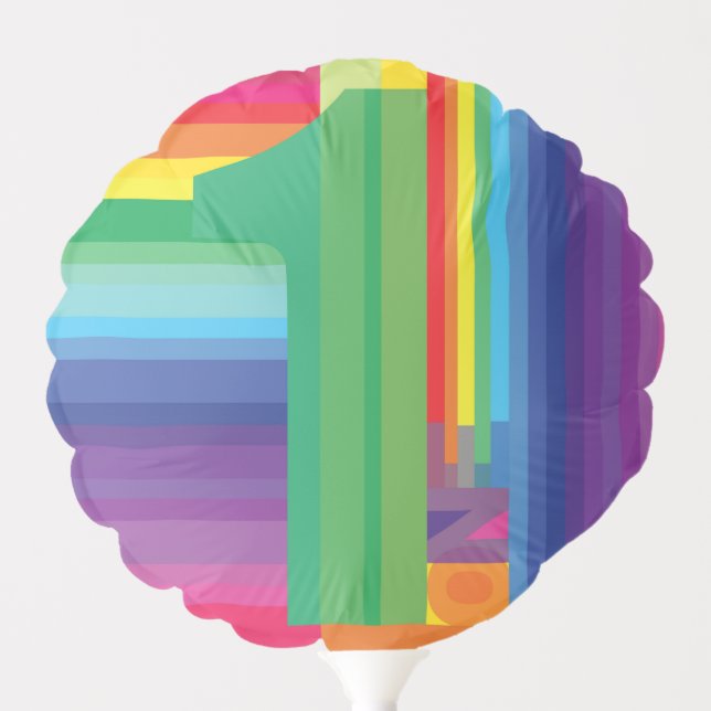 Mod Rainbow Colorful 1st Birthday Party Balloon (Front)