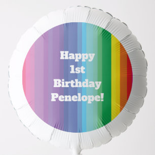 Mod Rainbow Colorful 1st Birthday Party Balloon