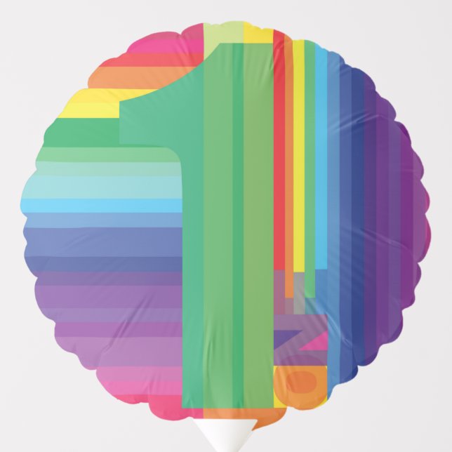 Mod Rainbow Colorful 1st Birthday Party Balloon (Front)