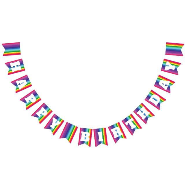 Mod Rainbow Colorful 1st Birthday Party Bunting Flags (All)
