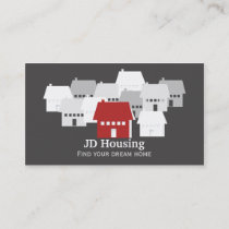 Mod Red Gray Classy Real estate  businesscards Business Card