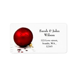 mod red ornament , return address label