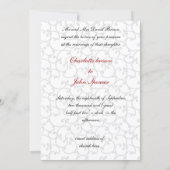 mod red roses damask wedding invitation (Back)