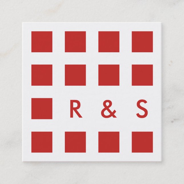 mod red squares square business card (Front)