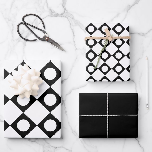 Mod Retro 60's White Wrapping Paper Sheets (Front)