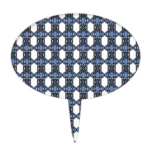 Mod Retro Blue Abstract Scarab Pattern Cake Topper