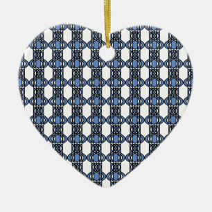 Mod Retro Blue Abstract Scarab Pattern Ceramic Ornament