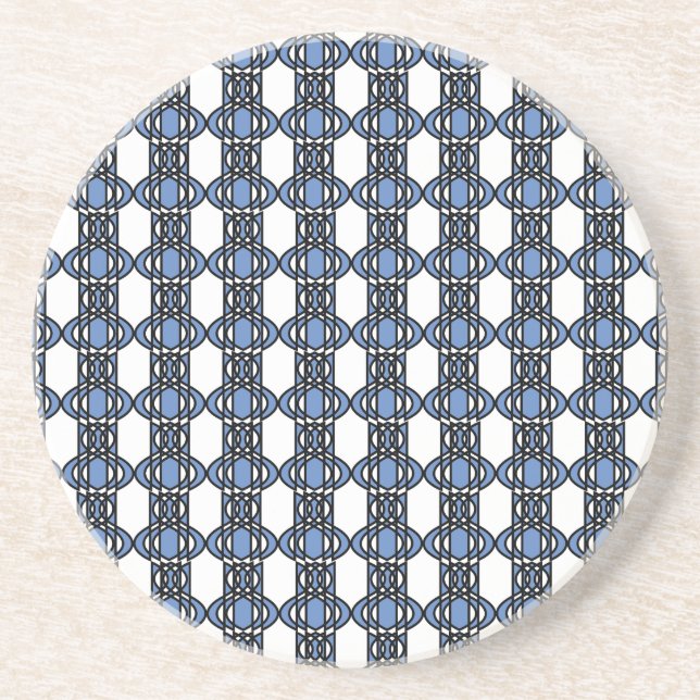 Mod Retro Blue Abstract Scarab Pattern Drink Coaster (Front)