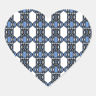 Mod Retro Blue Abstract Scarab Pattern Heart Sticker