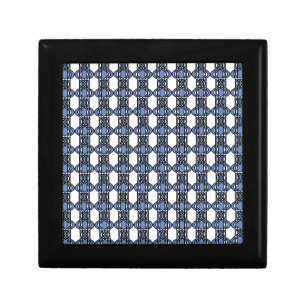 Mod Retro Blue Abstract Scarab Pattern Jewelry Box