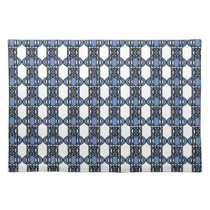 Mod Retro Blue Abstract Scarab Pattern Placemat