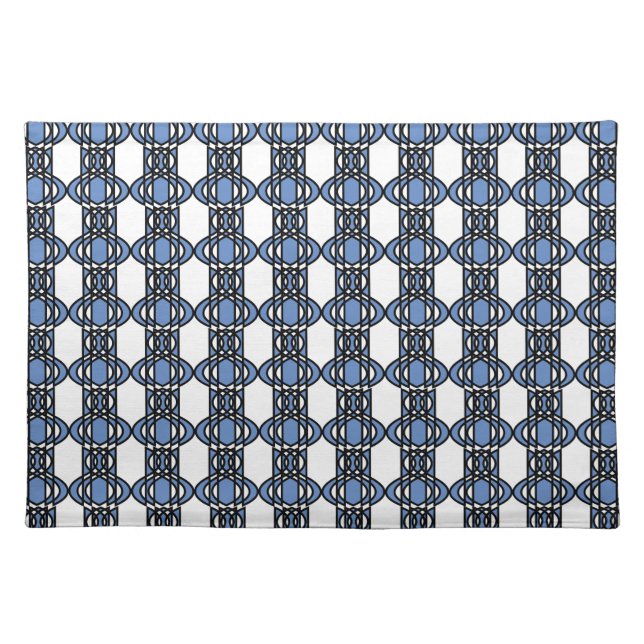 Mod Retro Blue Abstract Scarab Pattern Placemat (Front)
