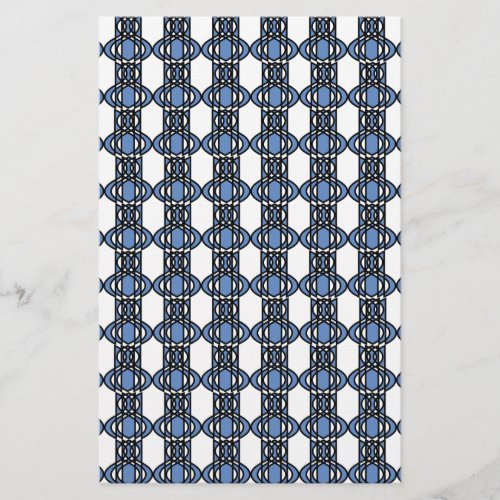 Mod Retro Blue Abstract Scarab Pattern Stationery