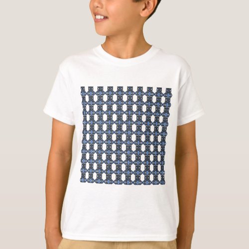 Mod Retro Blue Abstract Scarab Pattern T_Shirt