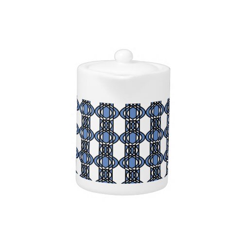 Mod Retro Blue Abstract Scarab Pattern Teapot