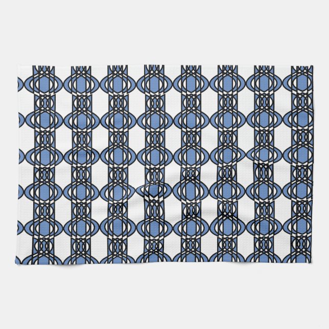 Mod Retro Blue Abstract Scarab Pattern Towel (Horizontal)