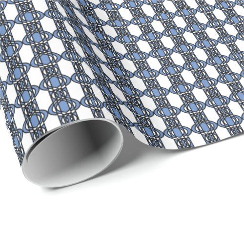 Mod Retro Blue Abstract Scarab Pattern Wrapping Paper