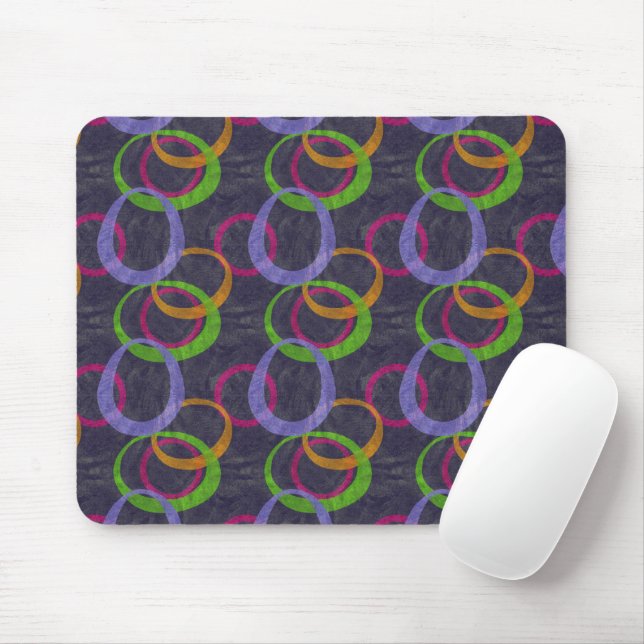 Mod Retro Circles Print  Mouse Pad (With Mouse)