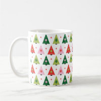 Mod Retro Mid Century Christmas Trees Green & Pink