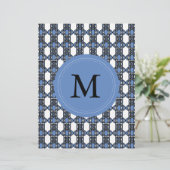 Mod Retro Monogram Blue Abstract Scarab Pattern (Standing Front)