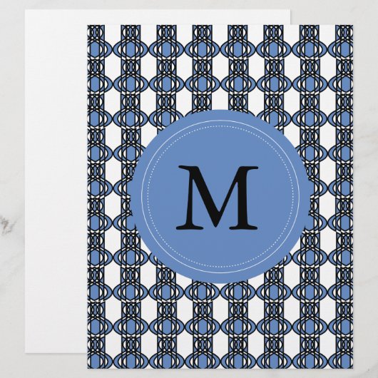 Mod Retro Monogram Blue Abstract Scarab Pattern (Front/Back)