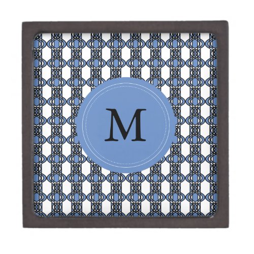 Mod Retro Monogram Blue Abstract Scarab Pattern Gift Box