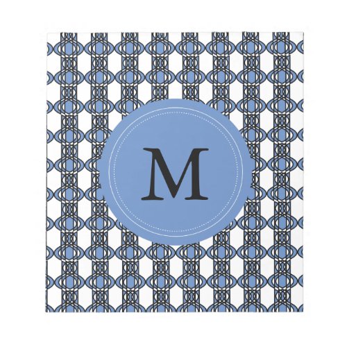 Mod Retro Monogram Blue Abstract Scarab Pattern Notepad