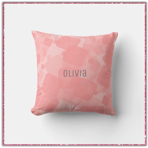Mod Retro Pink Squares Pattern  Throw Pillow