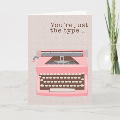 Mod Retro Pink Typewriter Admin Pro Day Thank You Card