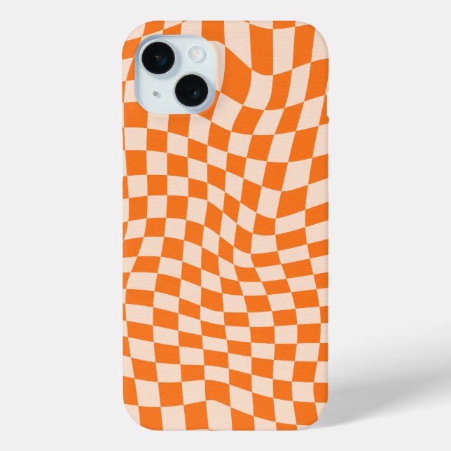 Mod Retro Psychedelic Orange checkered Pattern Case-Mate iPhone Case (Back)