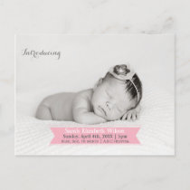 Mod Ribbon Pink New Baby photo Announcement