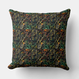Mod Rich Faux Quilt Dark Multicolor Pattern Throw Pillow