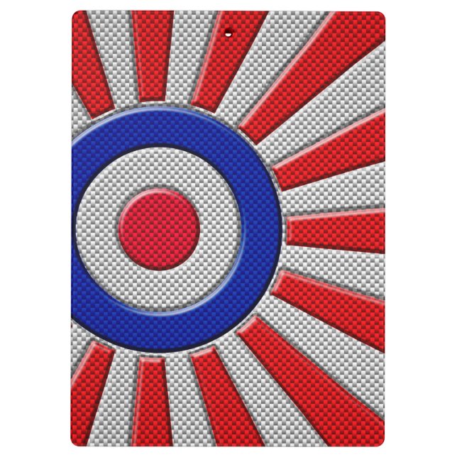 Mod Roundel Asian Sunburst in Carbon Fiber Style Clipboard (Back)