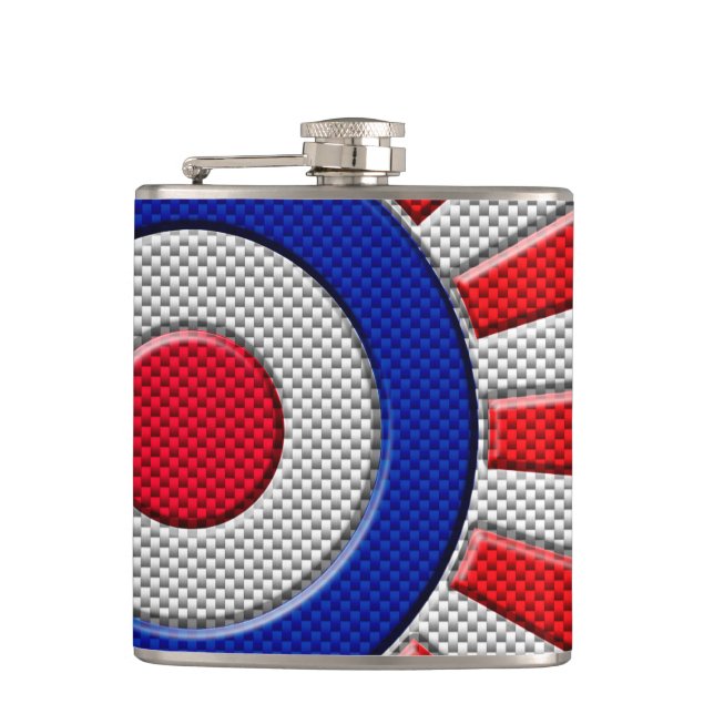 Mod Roundel Asian Sunburst in Carbon Fiber Style Flask (Front)