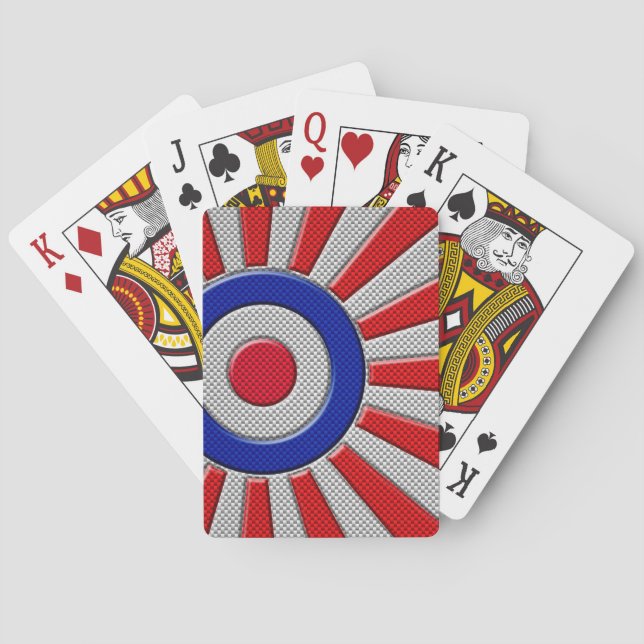 Mod Roundel Asian Sunburst in Carbon Fiber Style Poker Cards (Back)