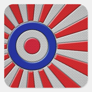 Mod Roundel Asian Sunburst in Carbon Fiber Style Square Sticker