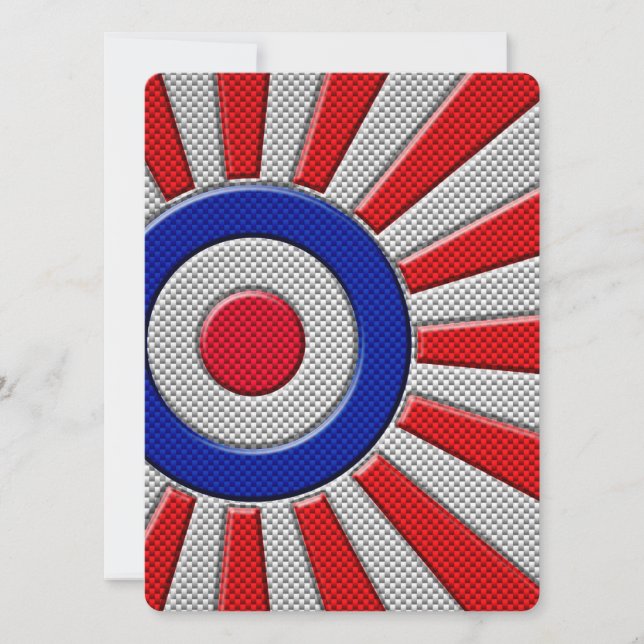 Mod Roundel Sunburst Design in Carbon Fiber Style (Front)