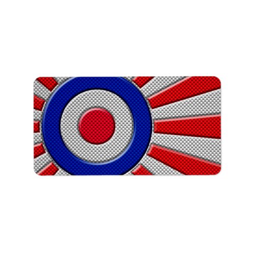 Mod Roundel Sunburst Design in Carbon Fiber Style Label