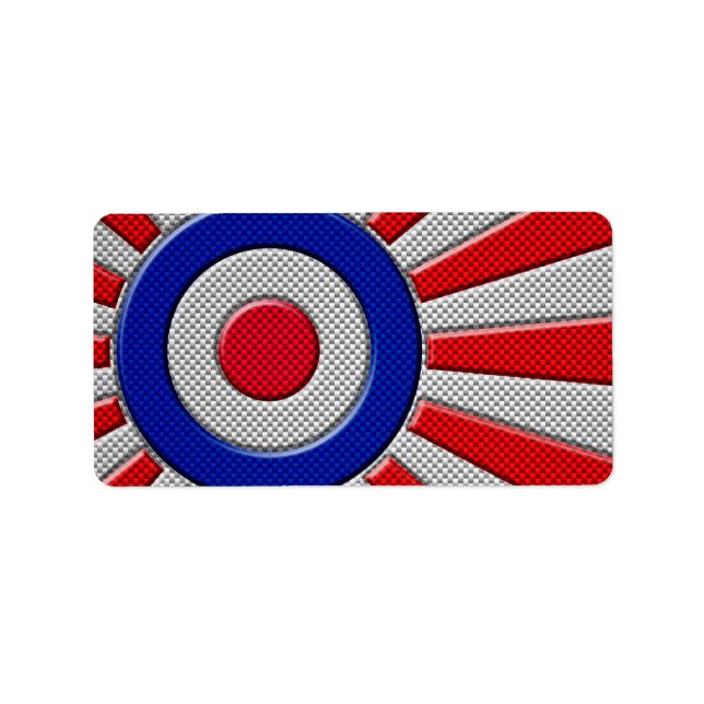 Mod Roundel Sunburst Design in Carbon Fiber Style Label (Front)