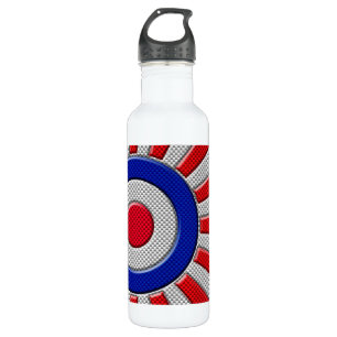 Mod Roundel Sunburst Design in Carbon Fiber Style Water Bottle