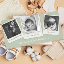 Mod Sage Baby Instant Photo Birth Announcement