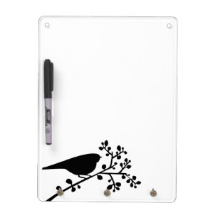 Mod Single Bird and Berries Dry-Erase Board