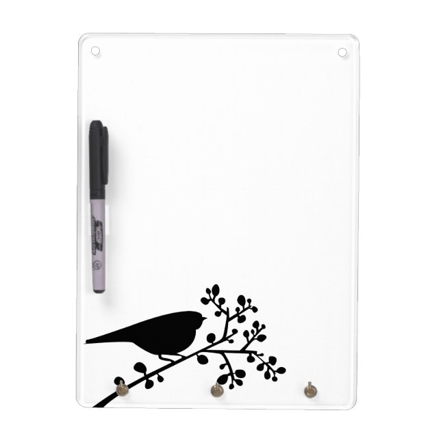 Mod Single Bird and Berries Dry-Erase Board (Front)