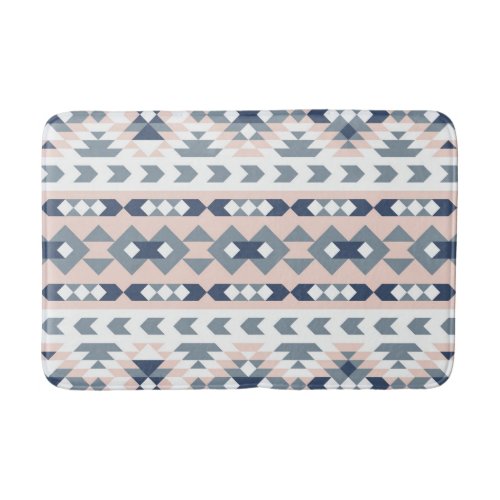 Mod Southwest Geometric Navy Blush Bathroom Mat