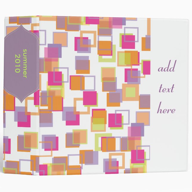 Mod squares binders, customizable background 3 ring binder (Front/Spine)