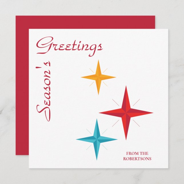 Mod Stars, Mid-Century Modern Retro Christmas Holiday Card (Front/Back)