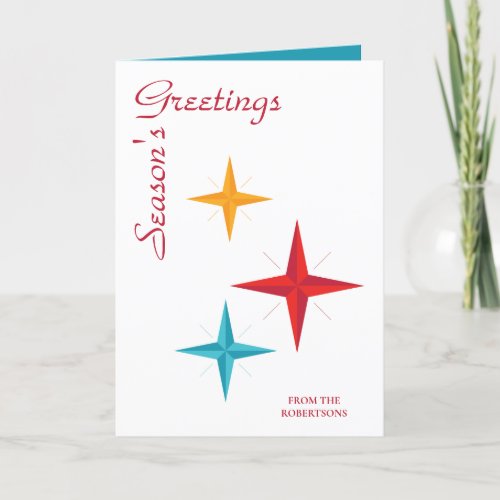 Mod Stars Mid_Century Modern Retro Christmas Holiday Card